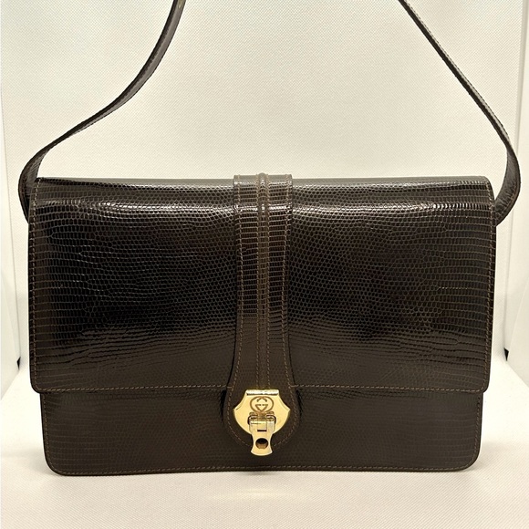 Gucci Handbags - GUCCI Vintage Lizard Crossbody Bag